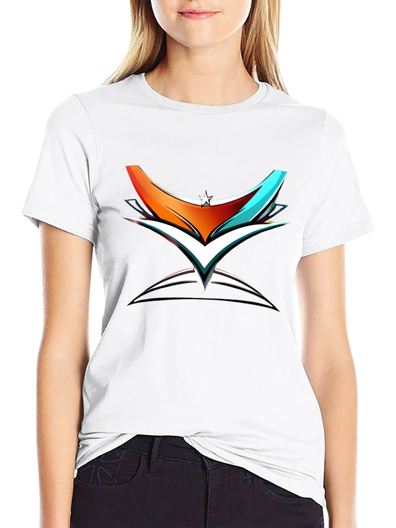 Abstract Graphic Print Black Cotton T-Shirt