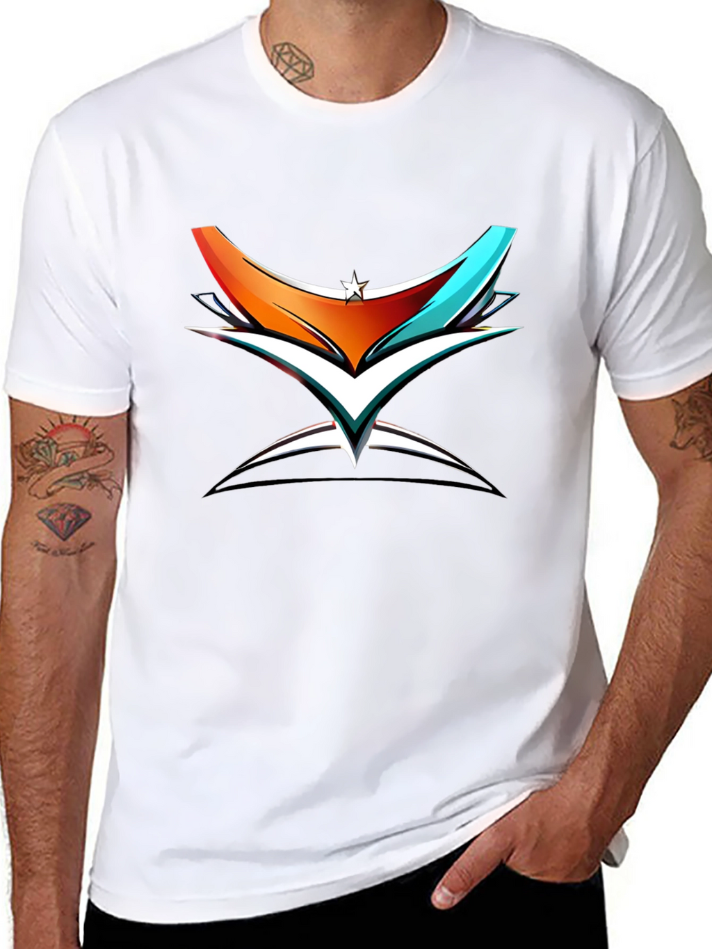 Abstract Graphic Print Black Cotton T-Shirt