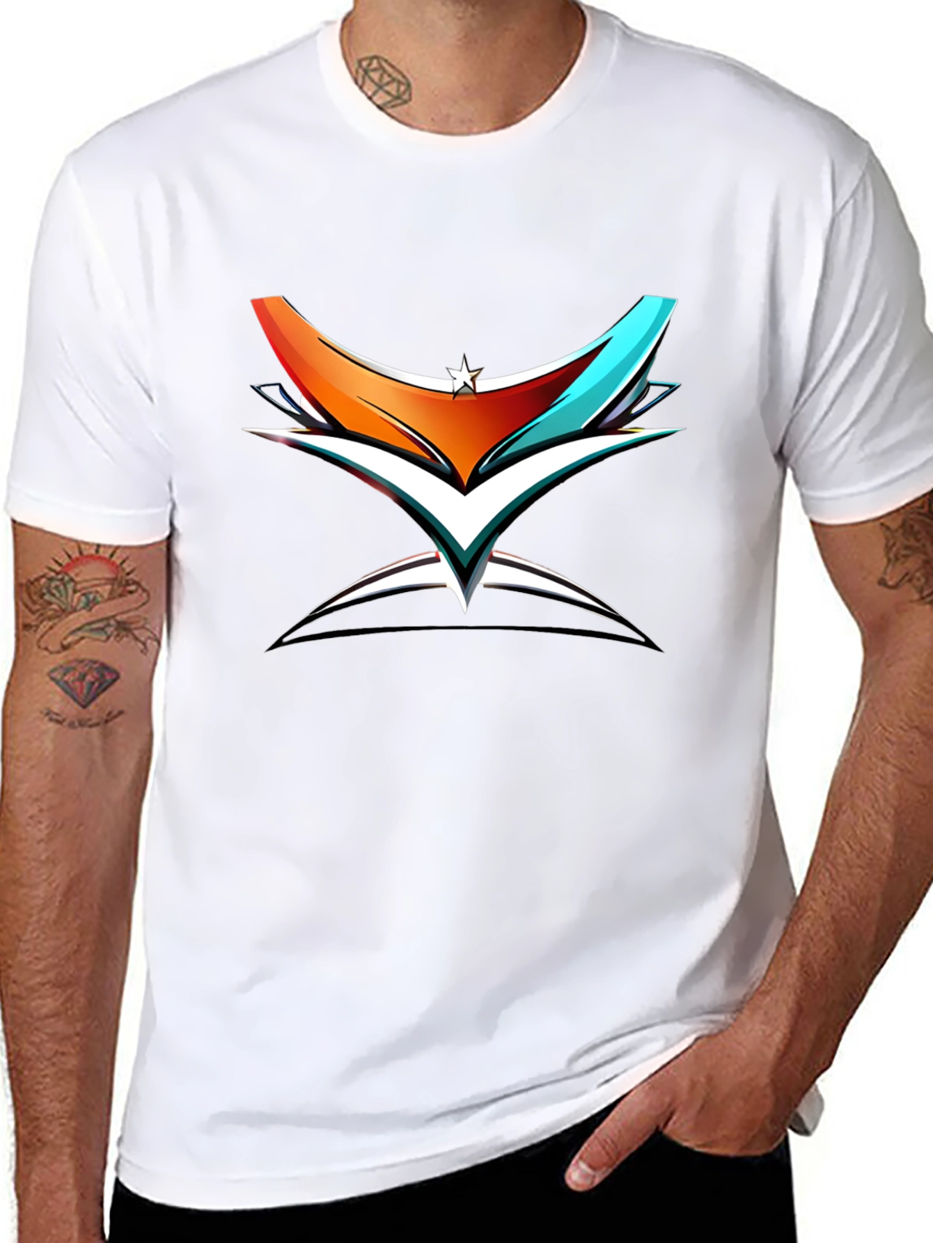 Abstract Graphic Print Black Cotton T-Shirt