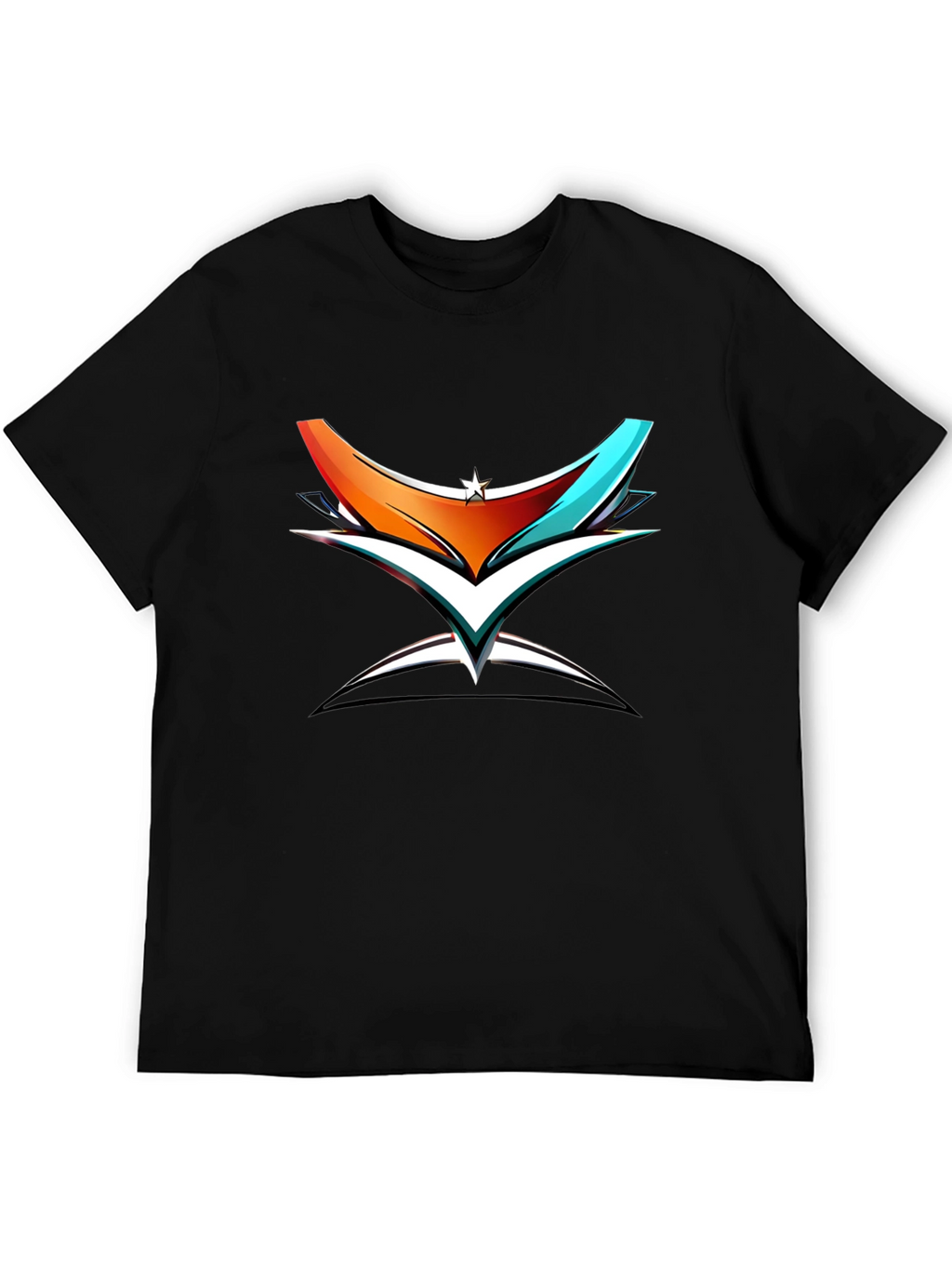 Abstract Graphic Print Black Cotton T-Shirt