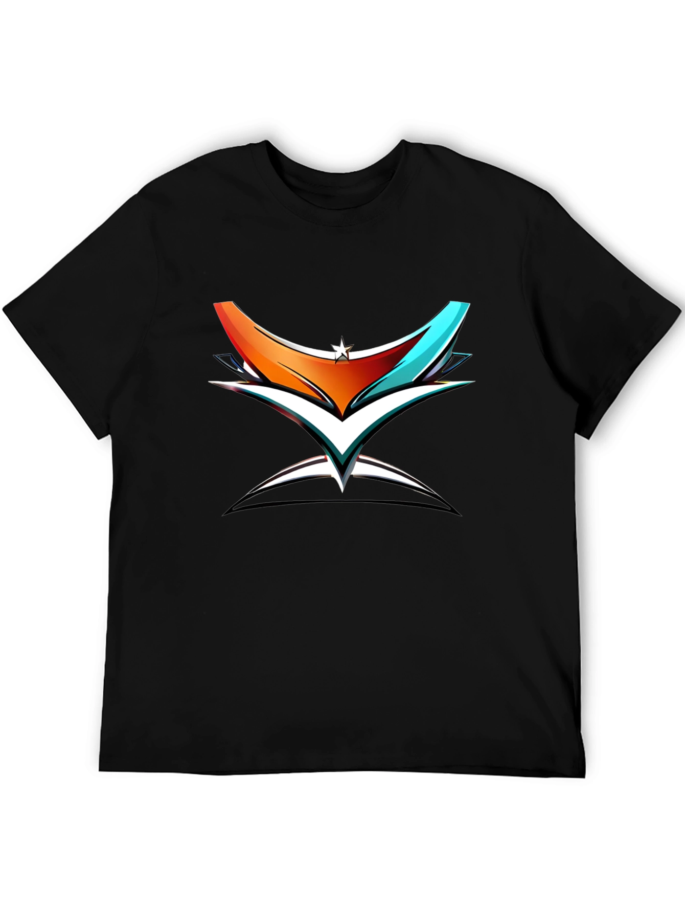 Abstract Graphic Print Black Cotton T-Shirt