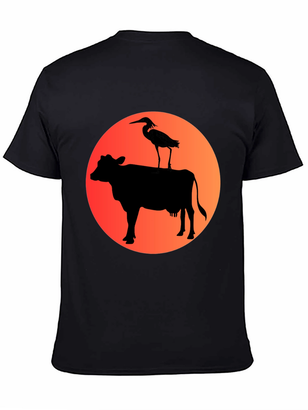 Cow & Heron Graphic T-Shirt - Black