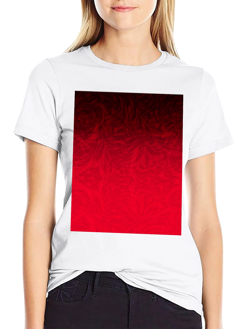 Abstract Red Graphic Print Black T-Shirt
