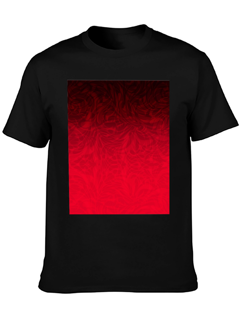 Abstract Red Graphic Print Black T-Shirt