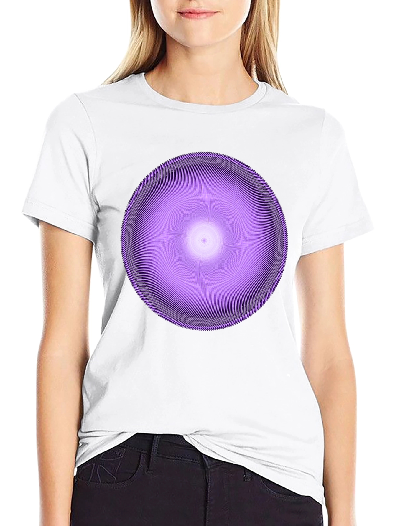 Geometric Circle Graphic Tee - Stylish Purple Design