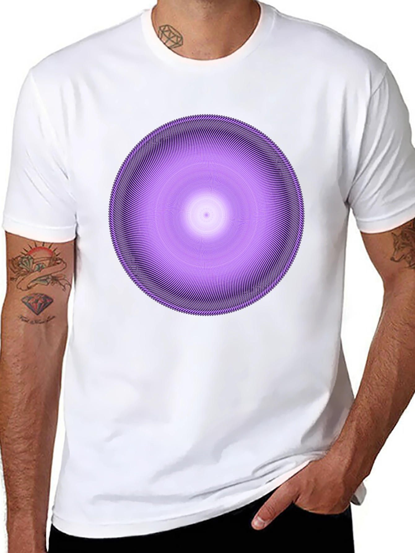 Geometric Circle Graphic Tee - Stylish Purple Design