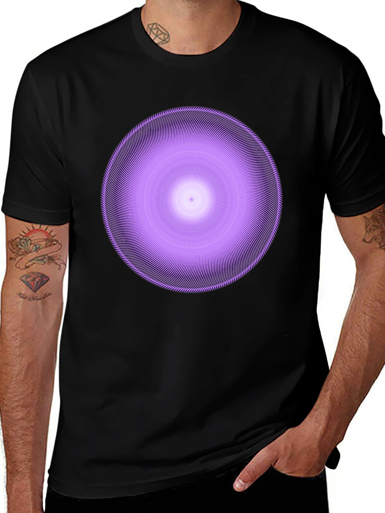 Geometric Circle Graphic Tee - Stylish Purple Design