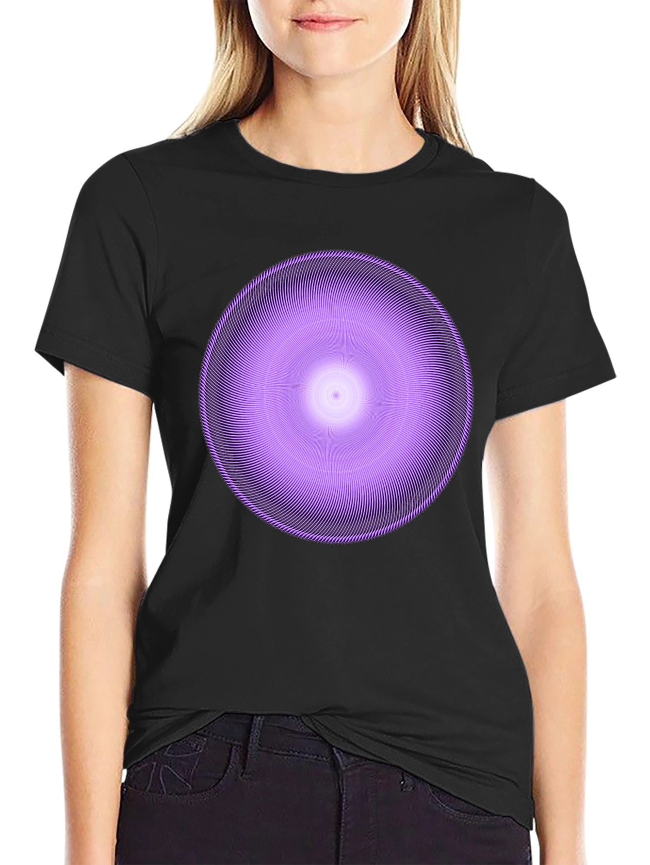 Geometric Circle Graphic Tee - Stylish Purple Design
