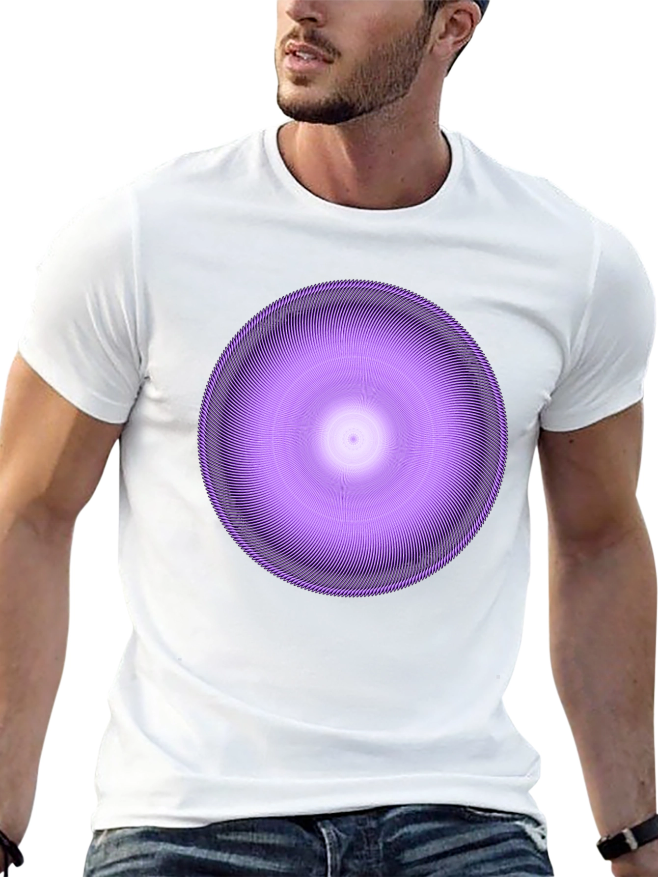 Geometric Circle Graphic Tee - Stylish Purple Design