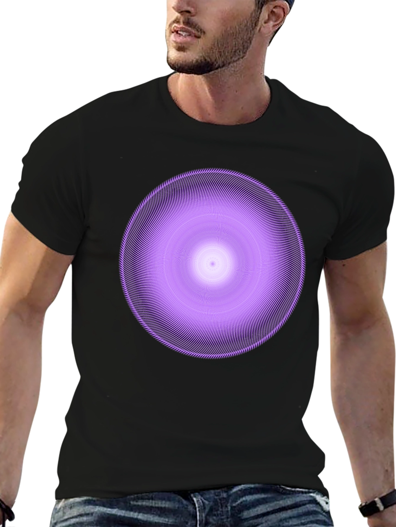 Geometric Circle Graphic Tee - Stylish Purple Design