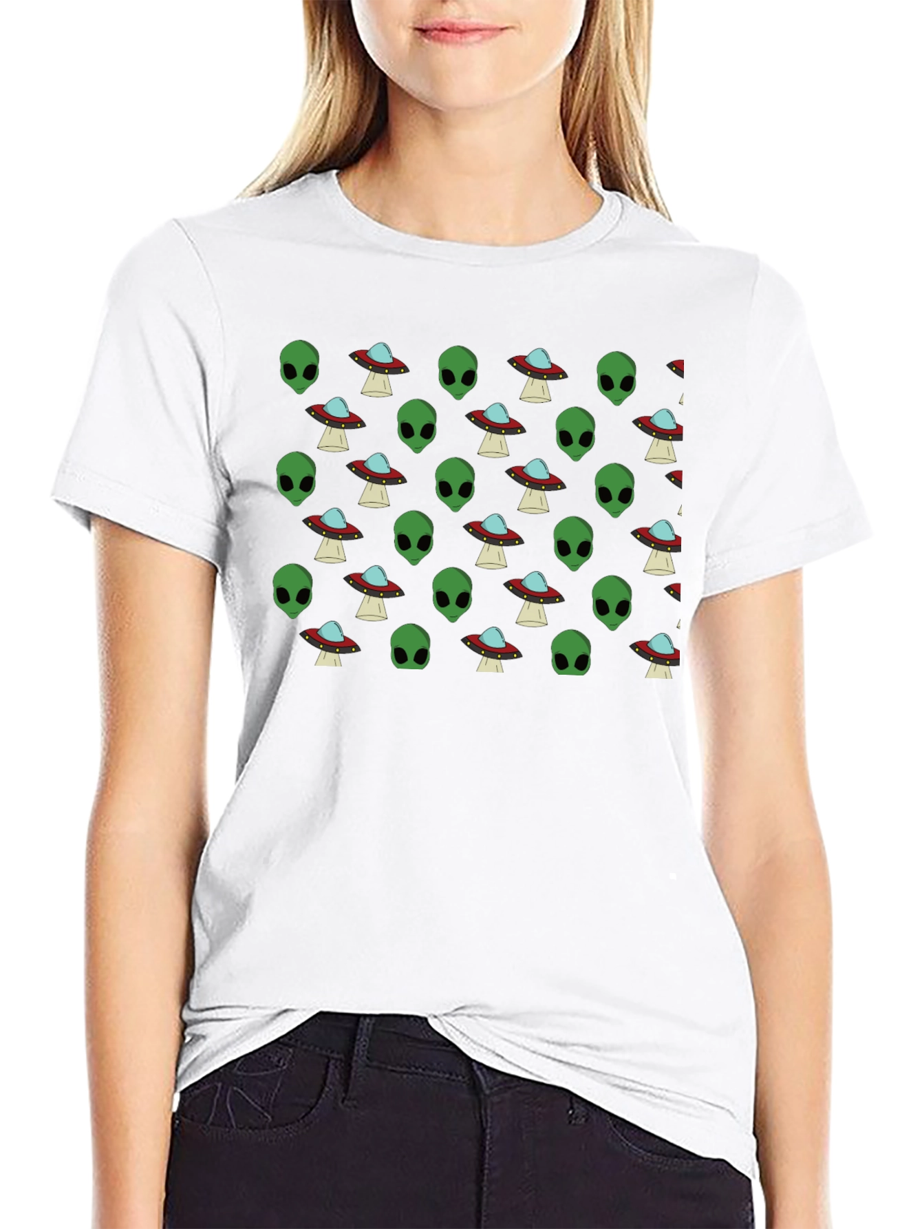 Alien & UFO Pattern T-Shirt - Out of this World Style!