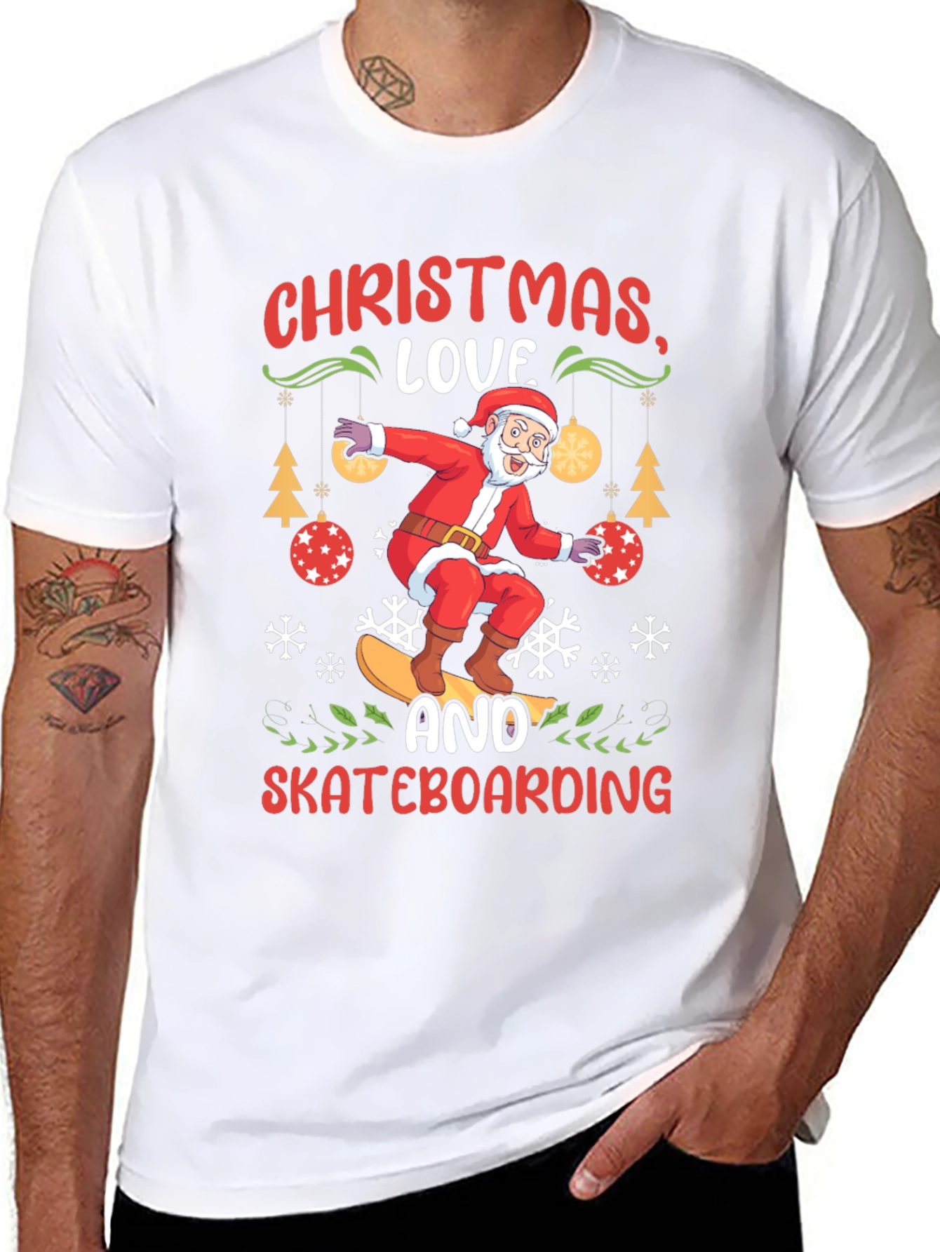 Christmas Love Skateboarding Graphic Tee