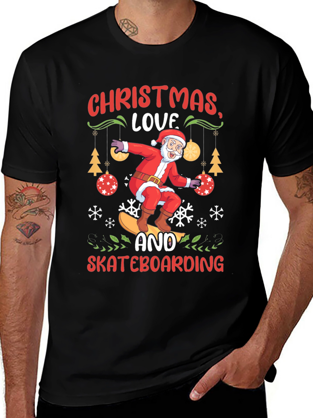 Christmas Love Skateboarding Graphic Tee