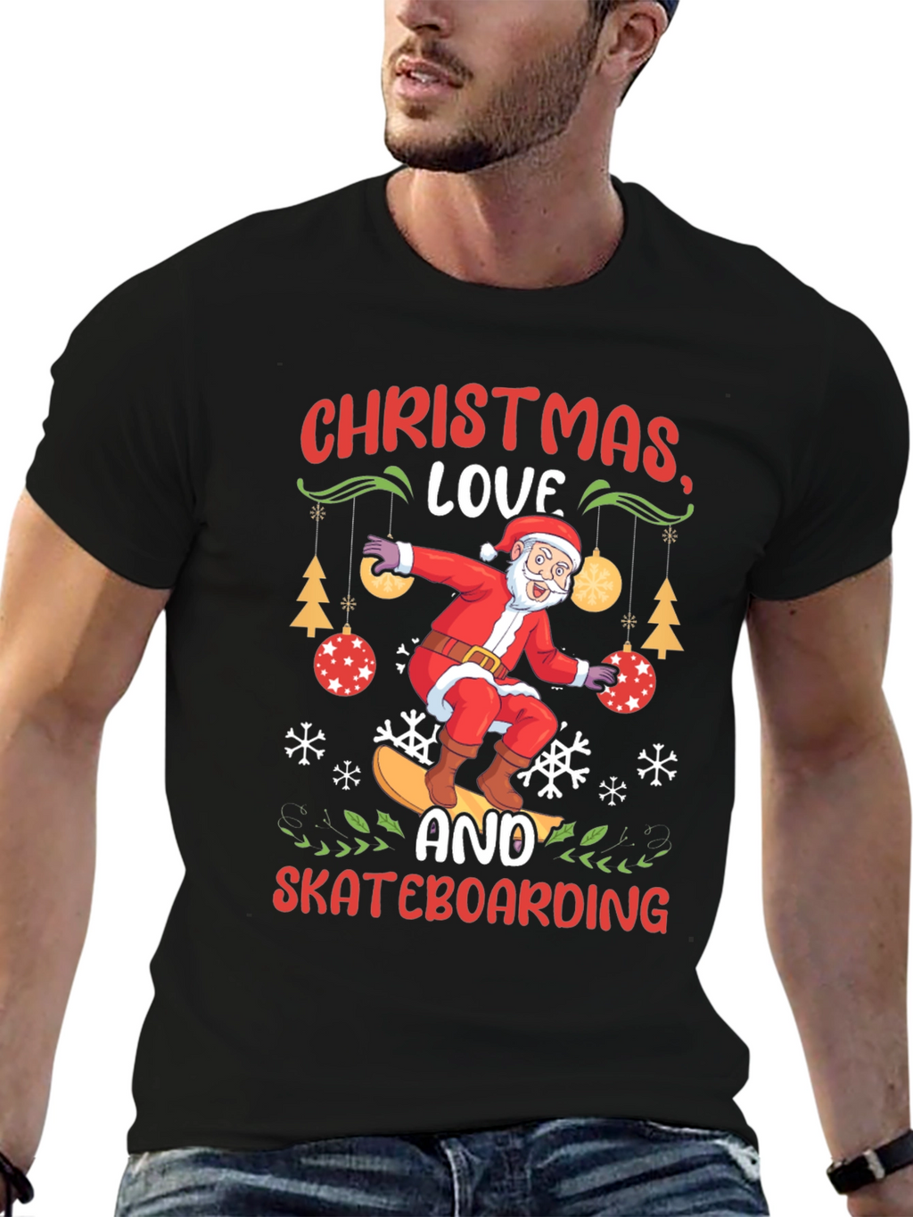 Christmas Love Skateboarding Graphic Tee