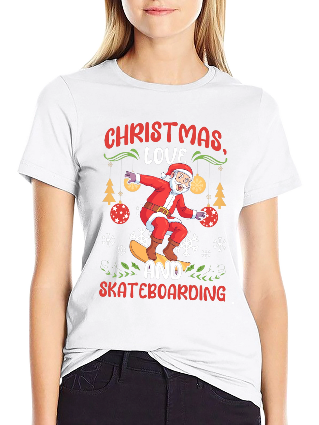 Christmas Love Skateboarding Graphic Tee
