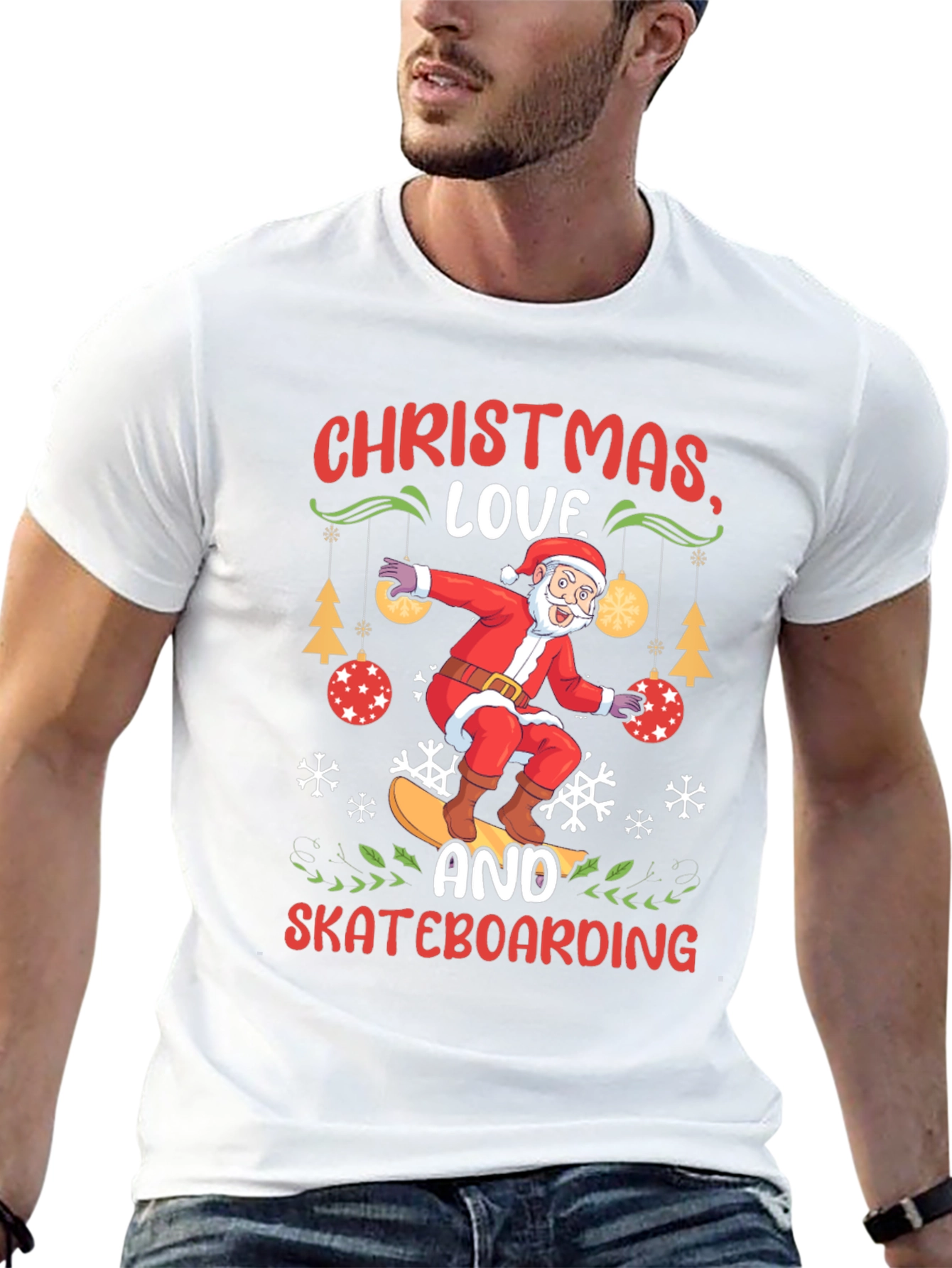 Christmas Love Skateboarding Graphic Tee