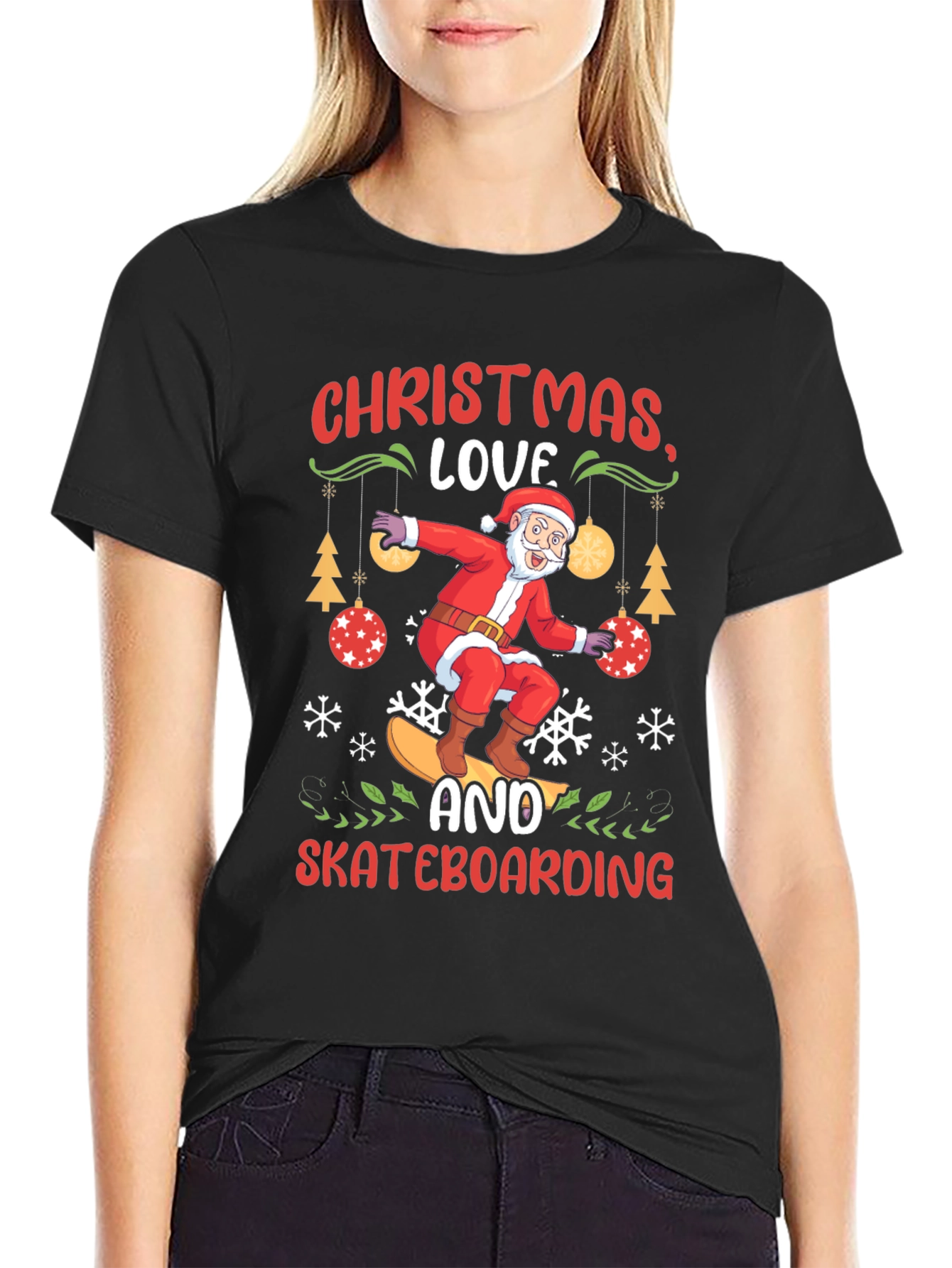 Christmas Love Skateboarding Graphic Tee