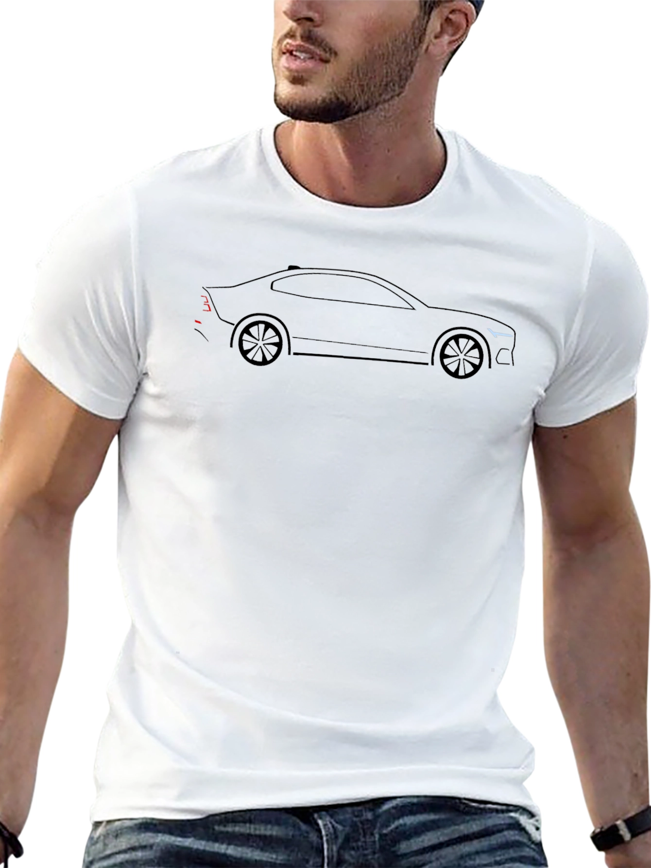 Car Outline Graphic Tee - Mens Black T-Shirt