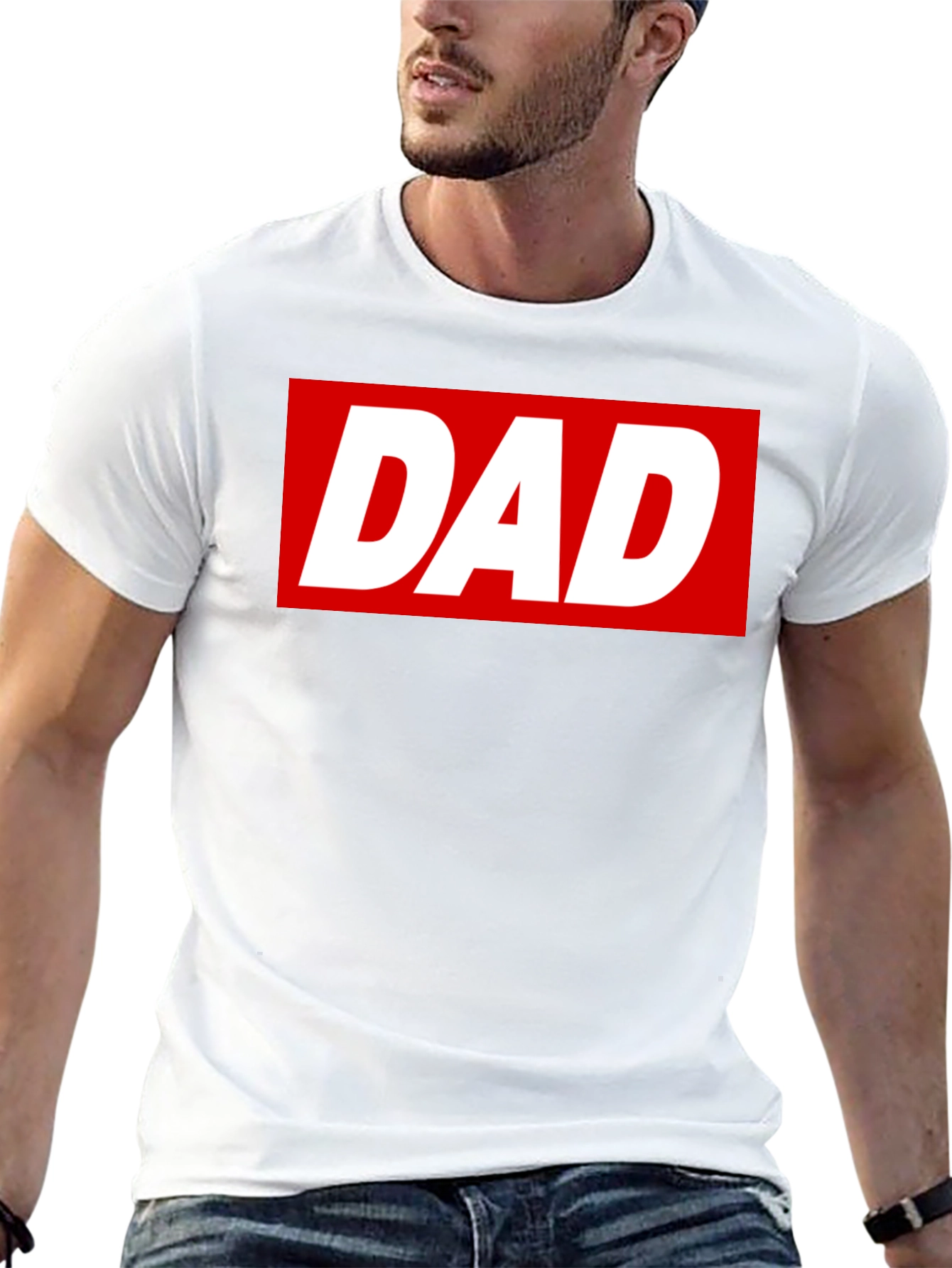 Dad T-Shirt - Bold Red Box Logo - Soft Cotton