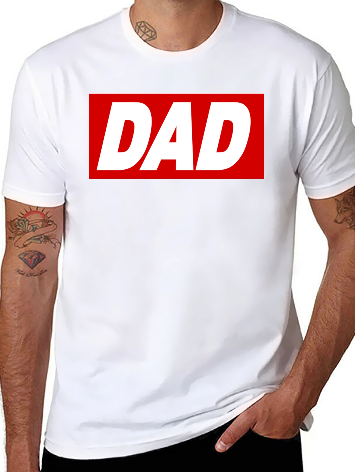 Dad T-Shirt - Bold Red Box Logo - Soft Cotton