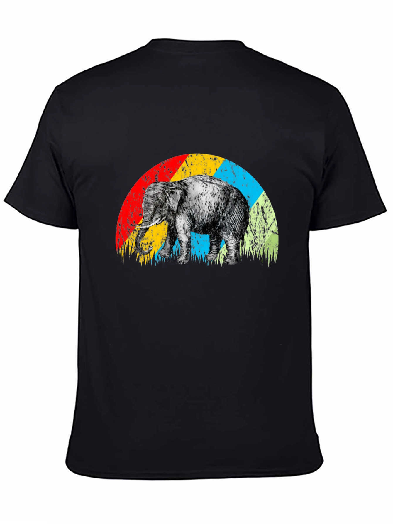 Elephant Rainbow Retro T-Shirt - Unique Graphic Tee