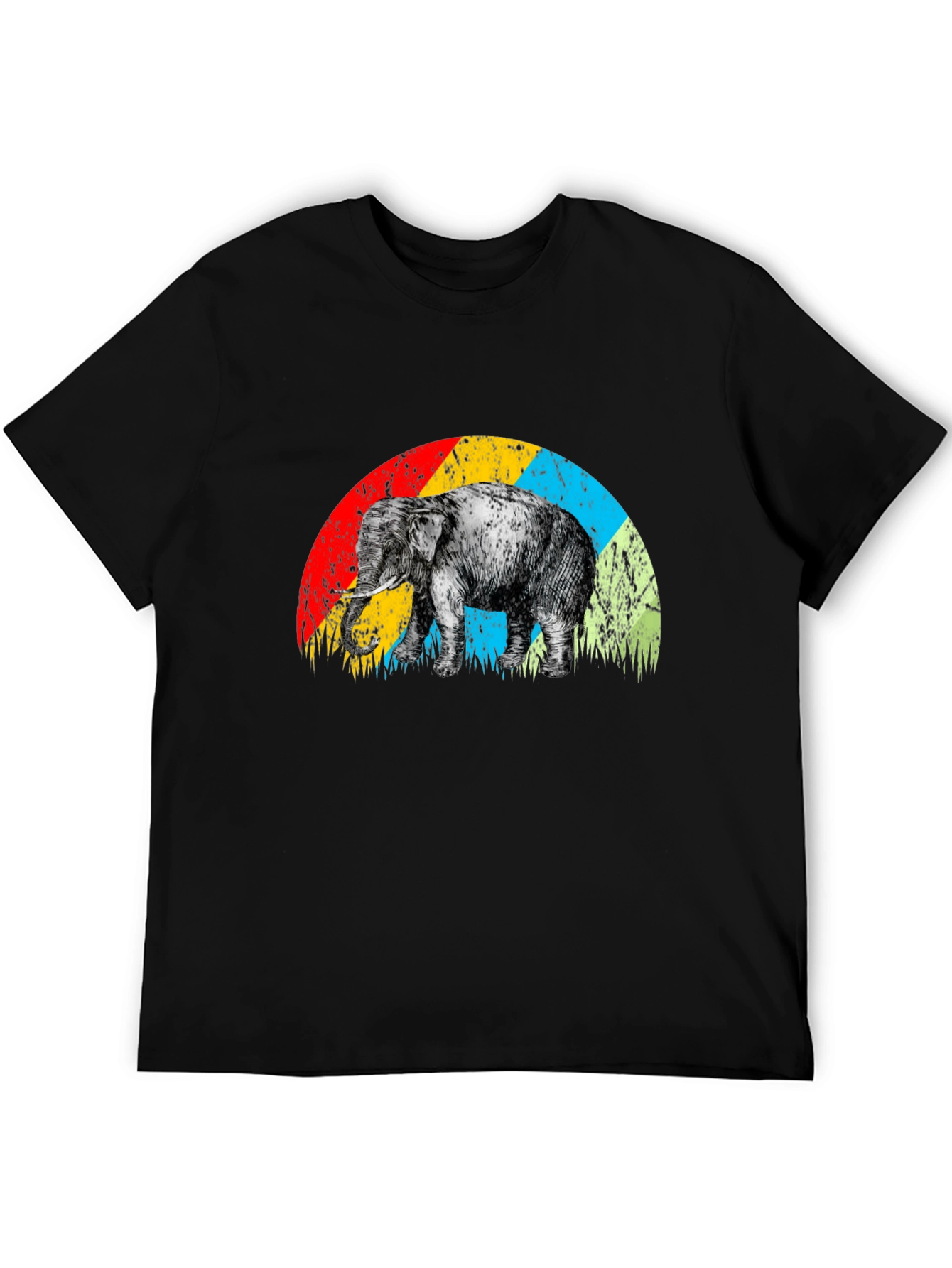 Elephant Rainbow Retro T-Shirt - Unique Graphic Tee