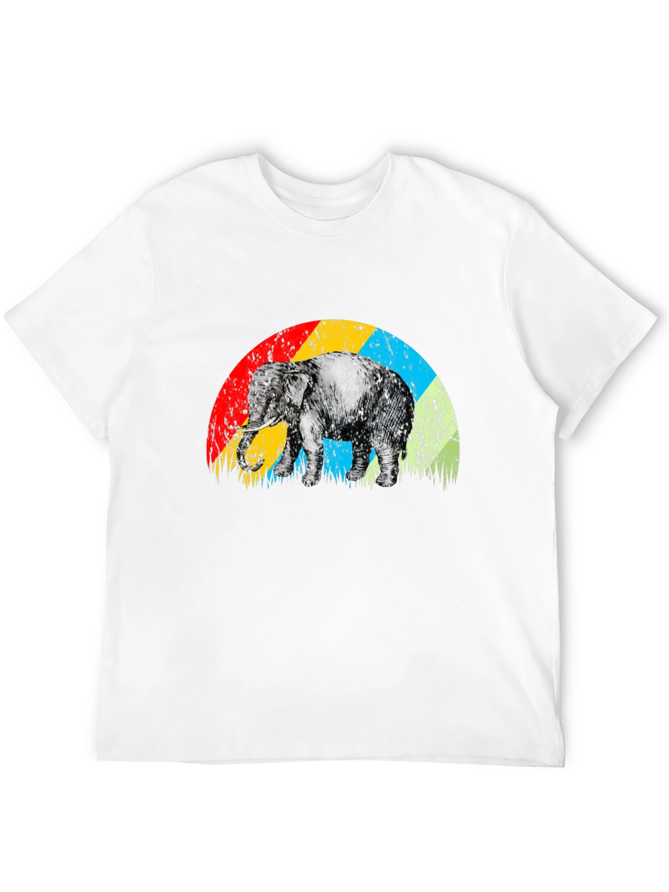 Elephant Rainbow Retro T-Shirt - Unique Graphic Tee
