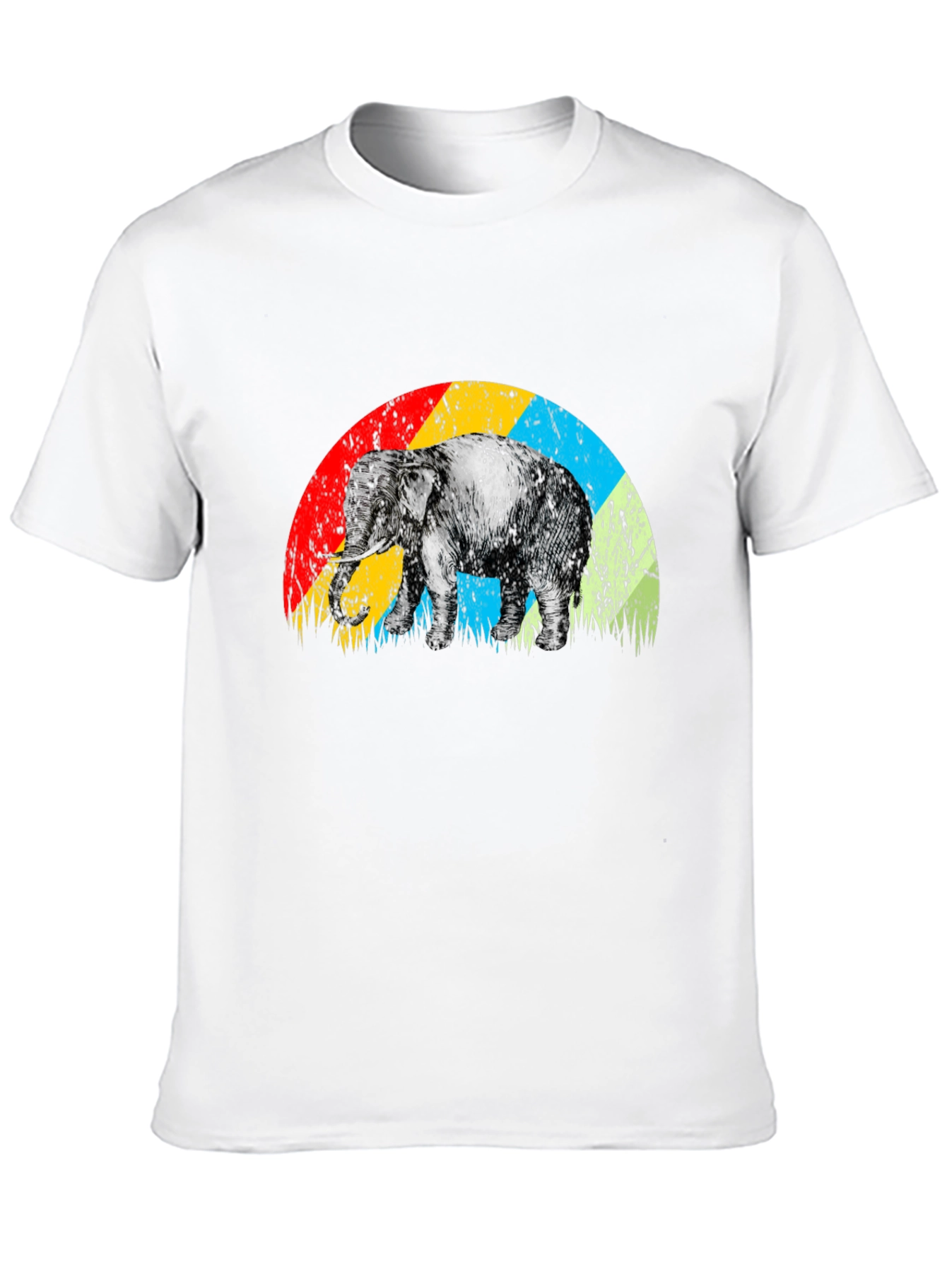 Elephant Rainbow Retro T-Shirt - Unique Graphic Tee