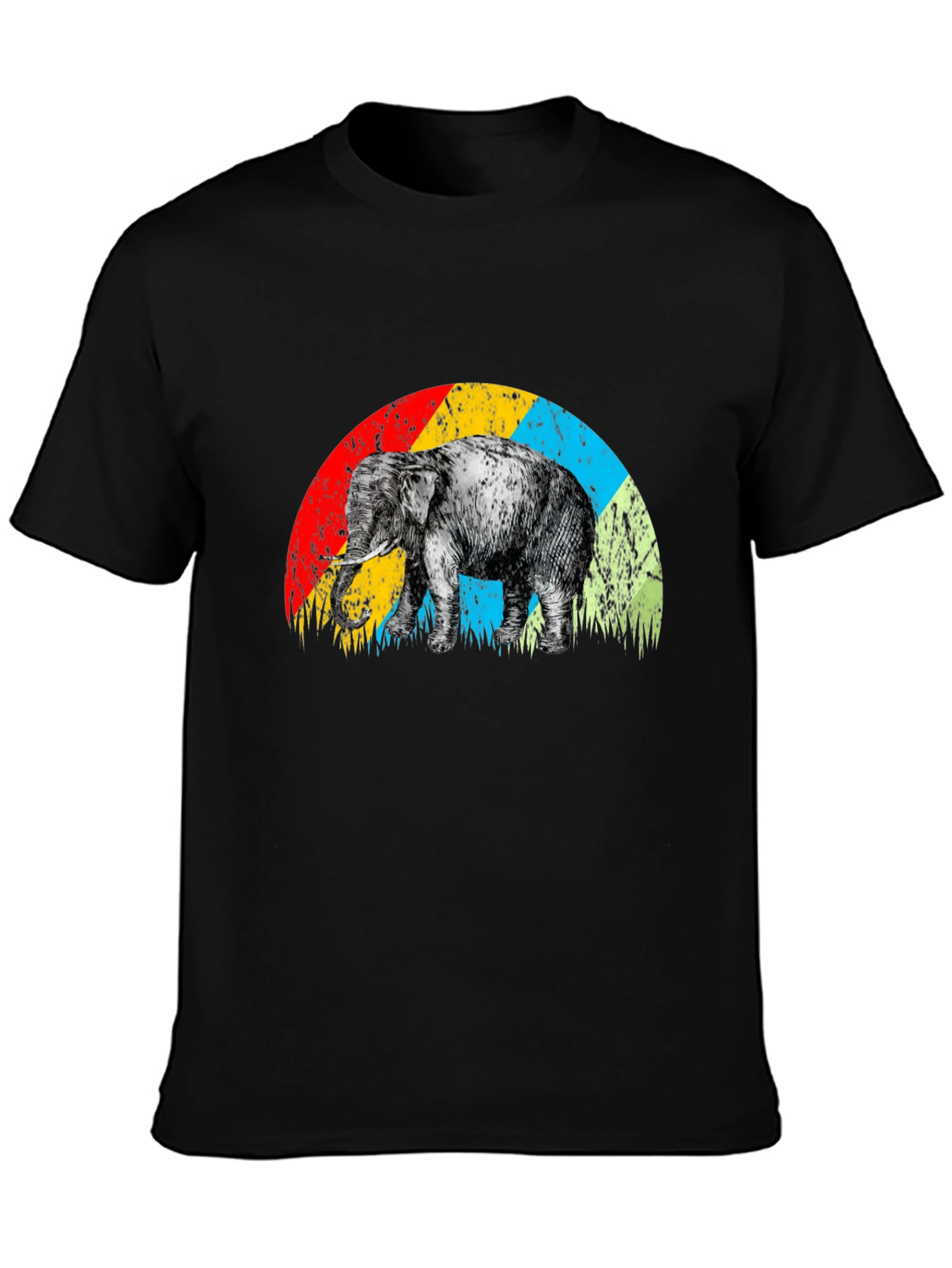 Elephant Rainbow Retro T-Shirt - Unique Graphic Tee