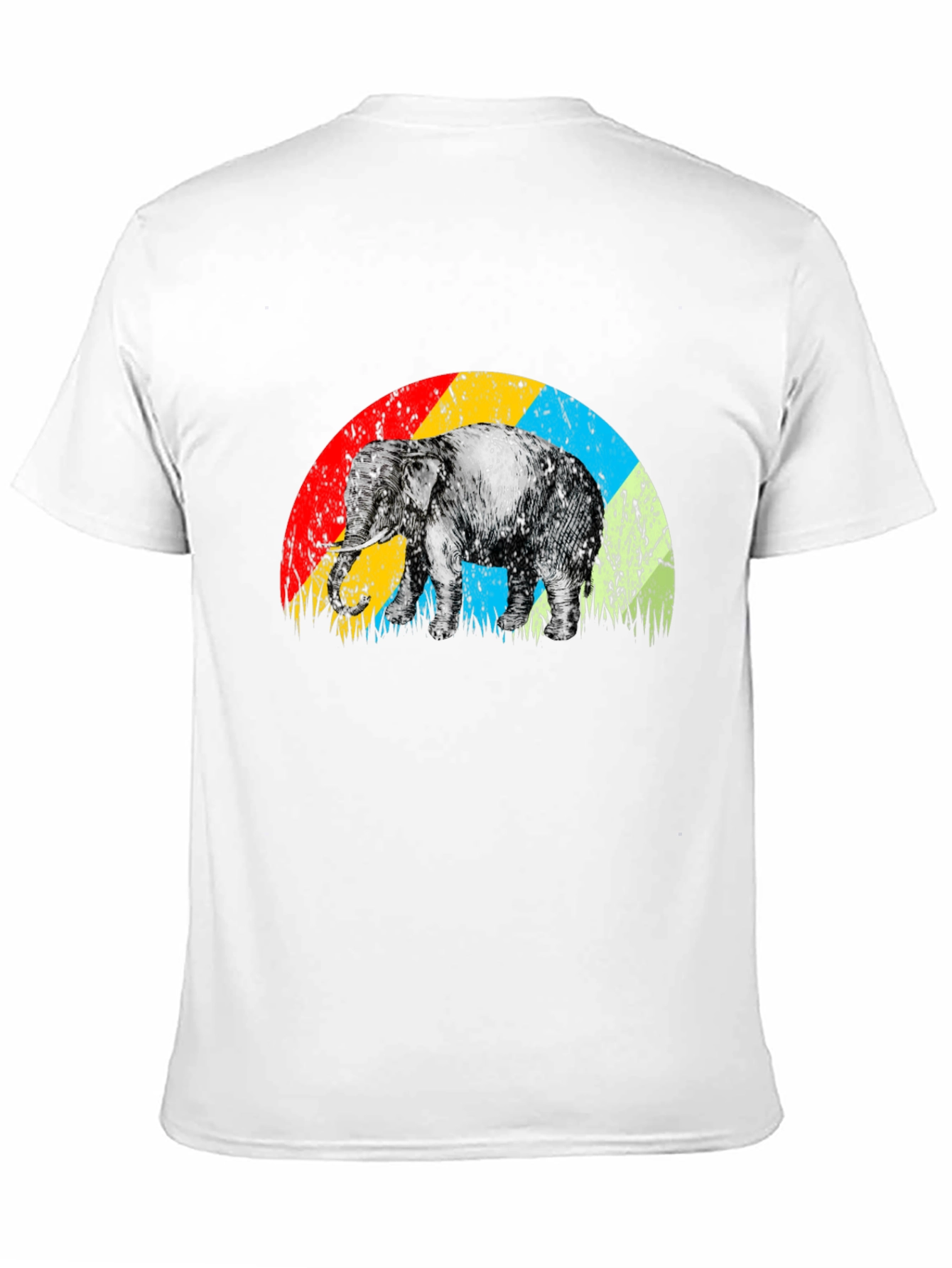 Elephant Rainbow Retro T-Shirt - Unique Graphic Tee