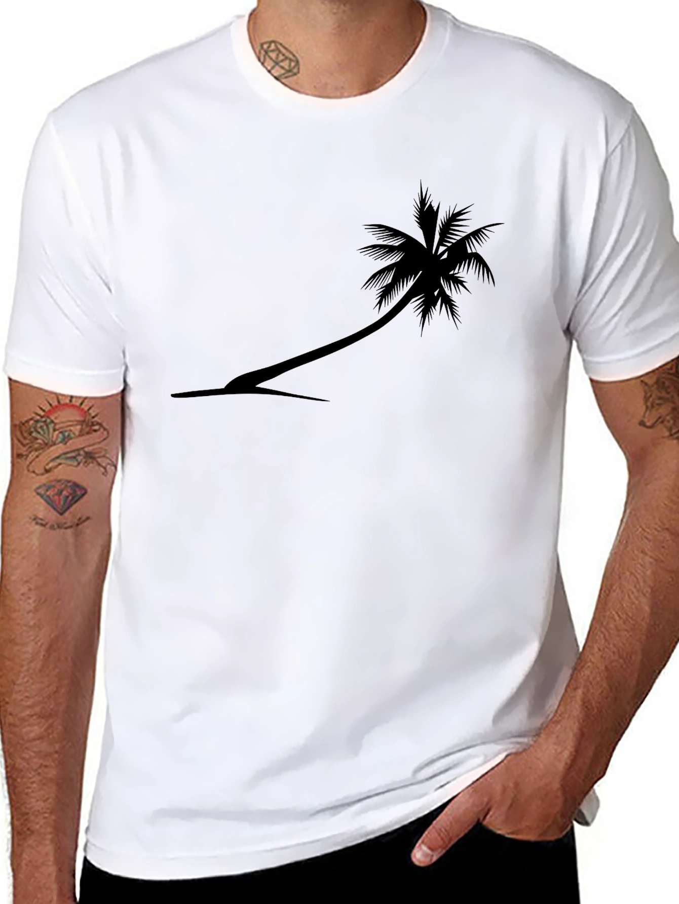 Black Palm Tree Graphic Tee - Tropical Style