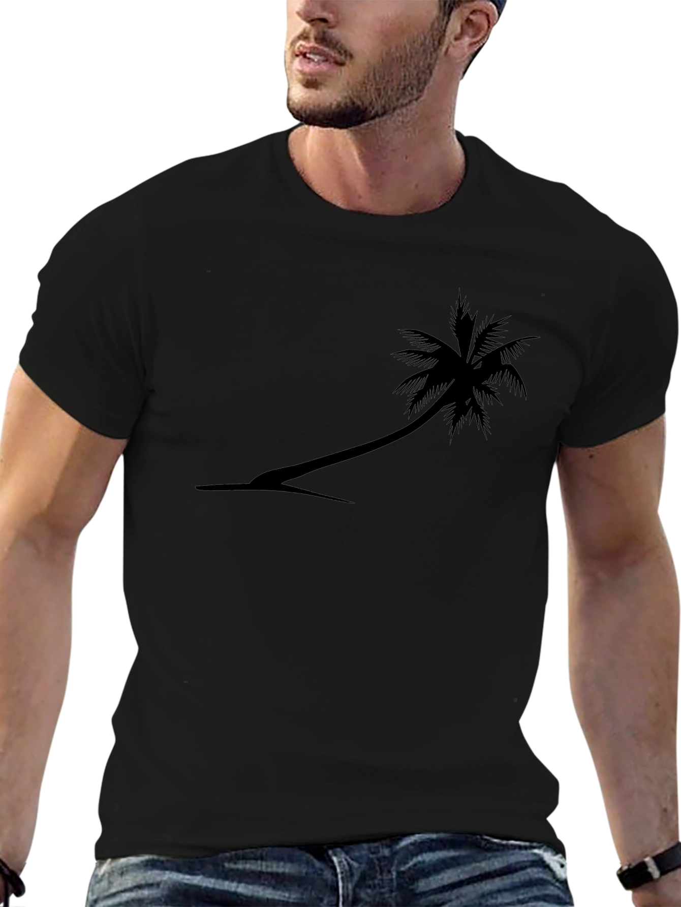 Black Palm Tree Graphic Tee - Tropical Style