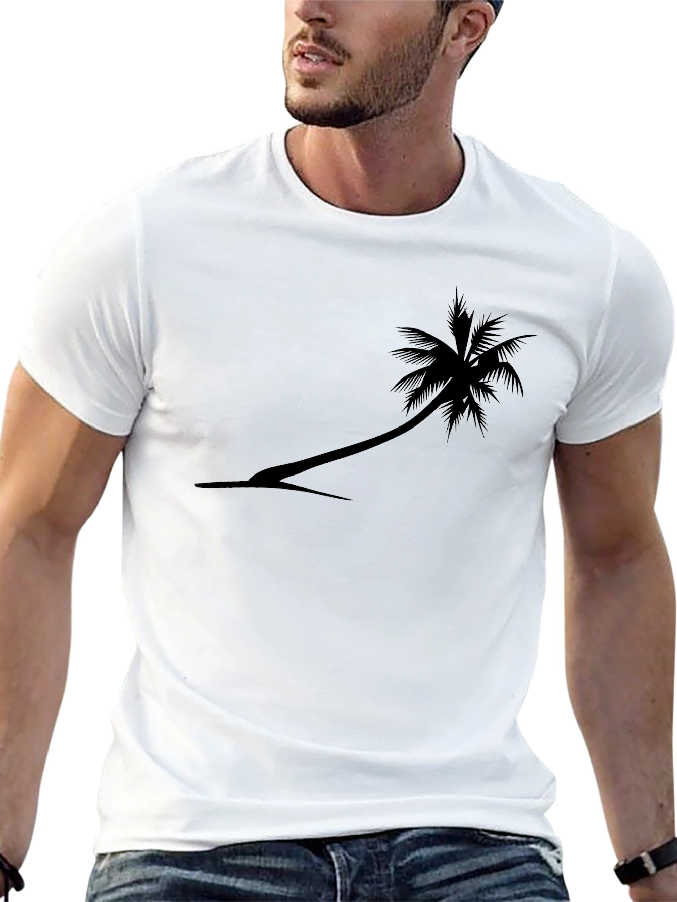 Black Palm Tree Graphic Tee - Tropical Style