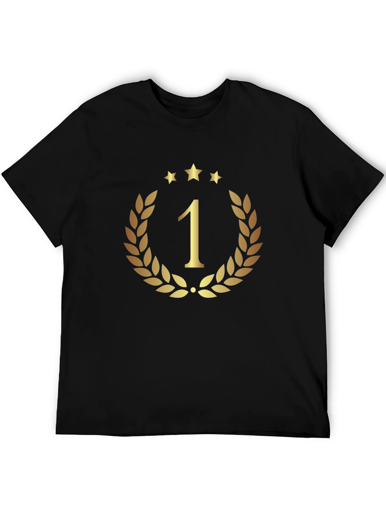 Champion Black T-Shirt - Gold Number One Design