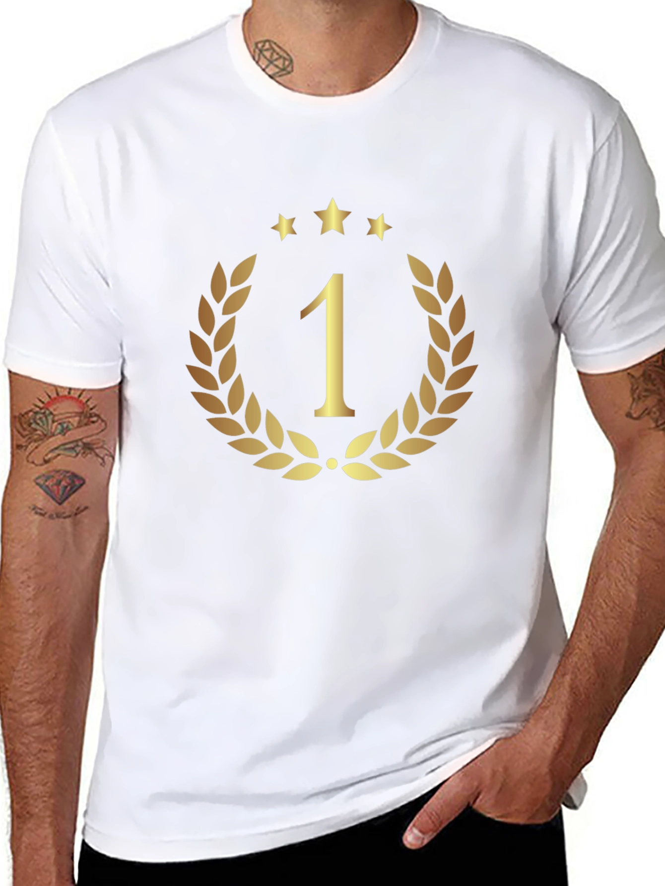 Champion Black T-Shirt - Gold Number One Design