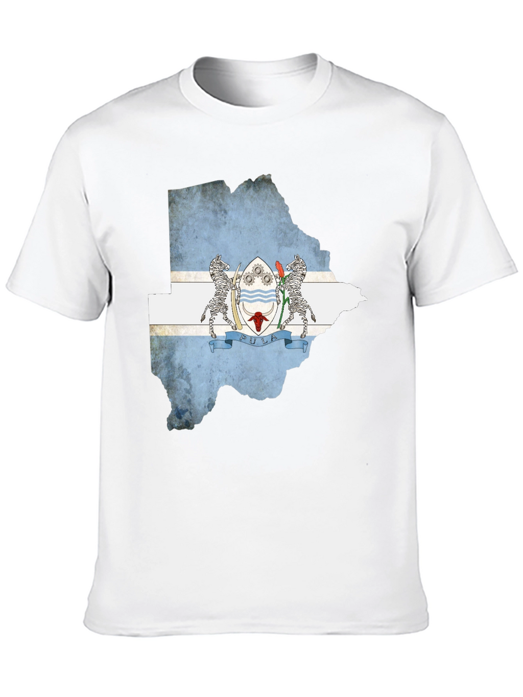 Botswana Flag Map Black T-Shirt