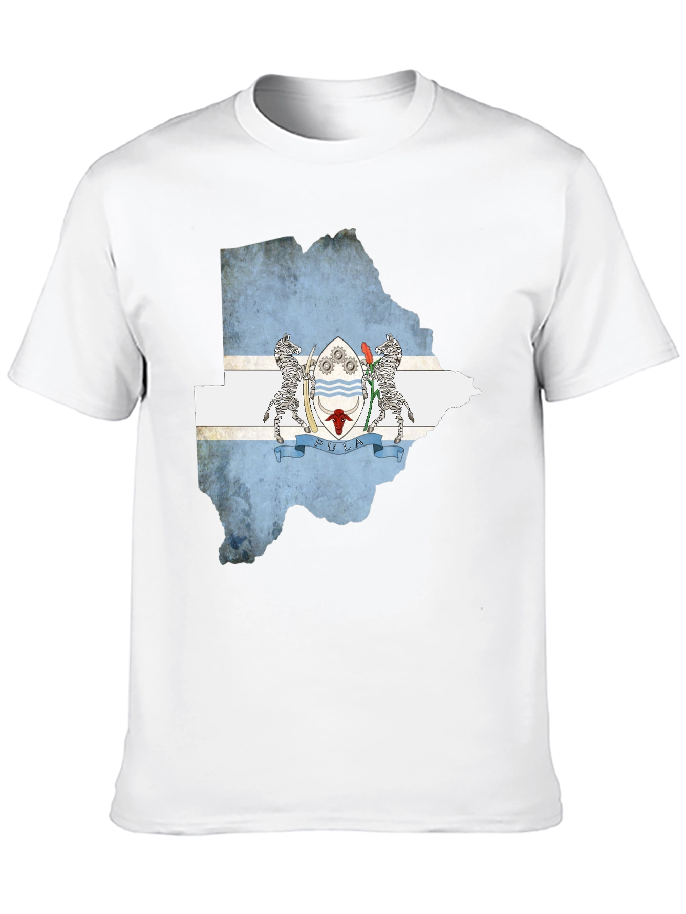 Botswana Flag Map Black T-Shirt