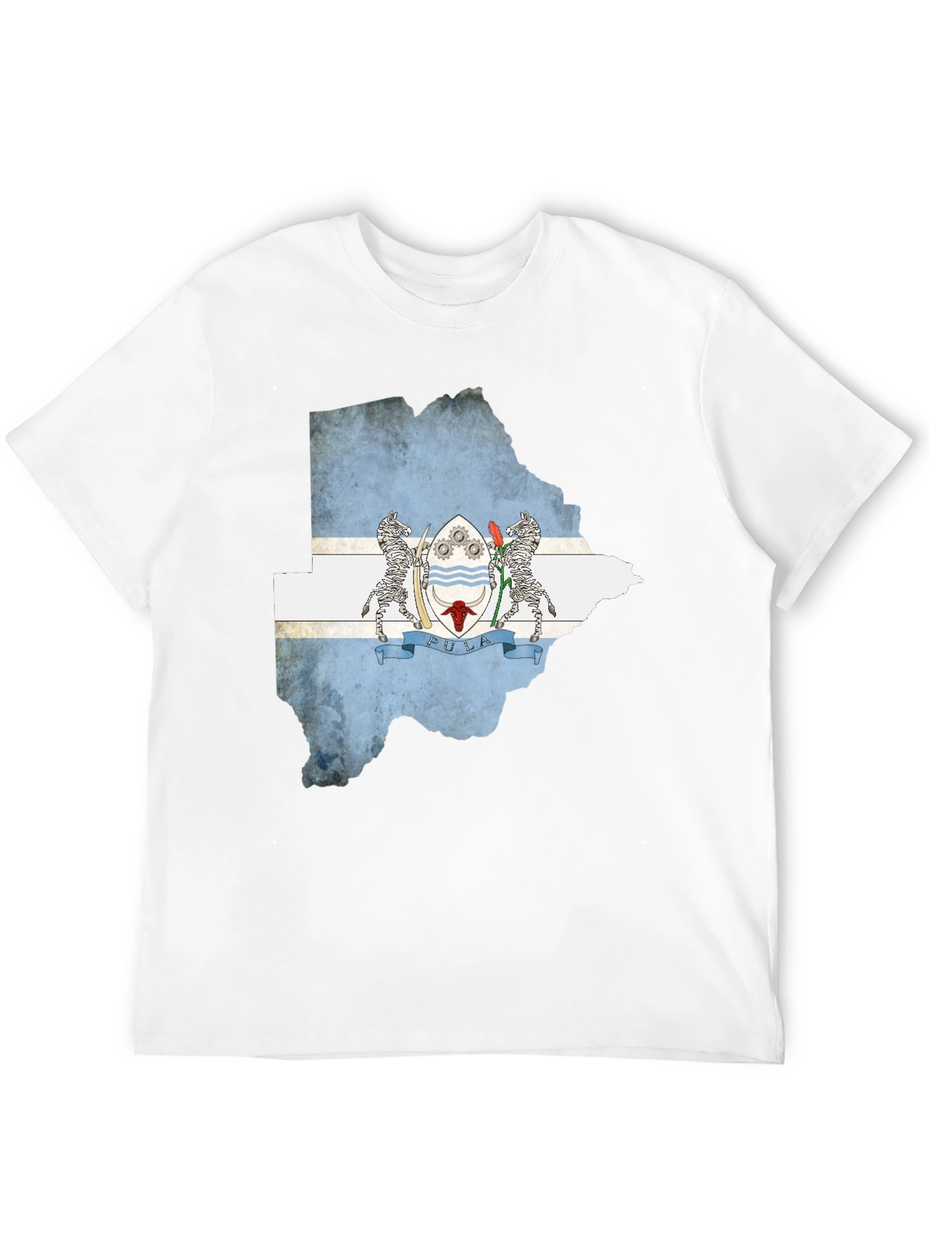 Botswana Flag Map Black T-Shirt