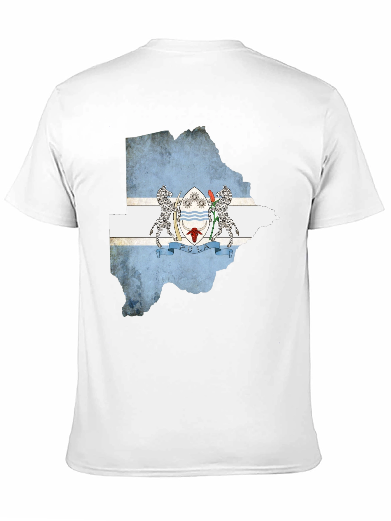 Botswana Flag Map Black T-Shirt