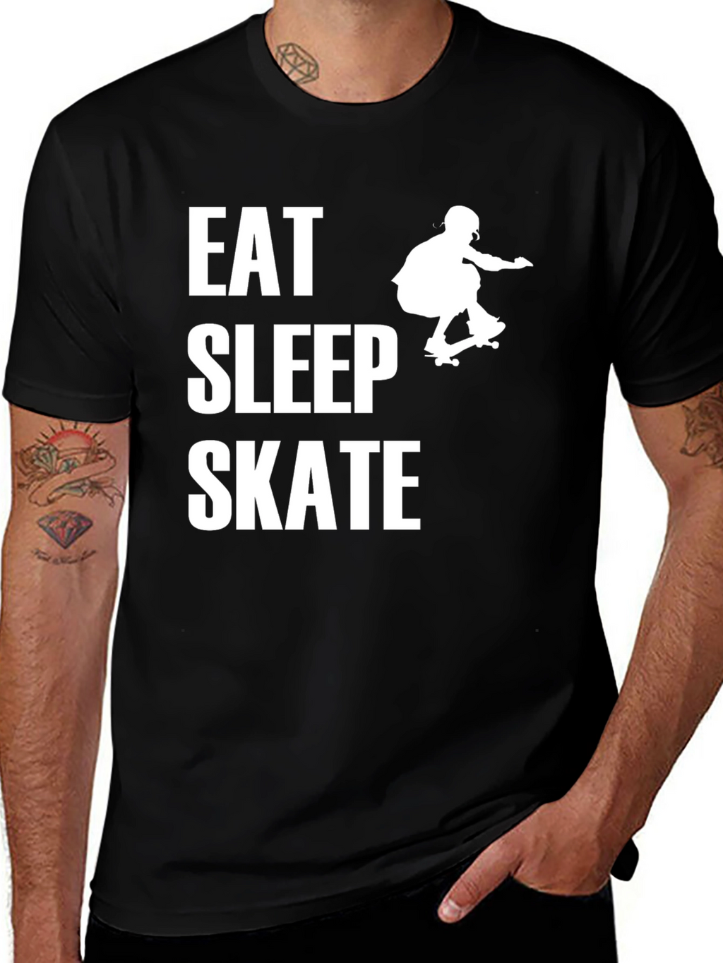 Eat Sleep Skate Black Graphic Tee Shirt
