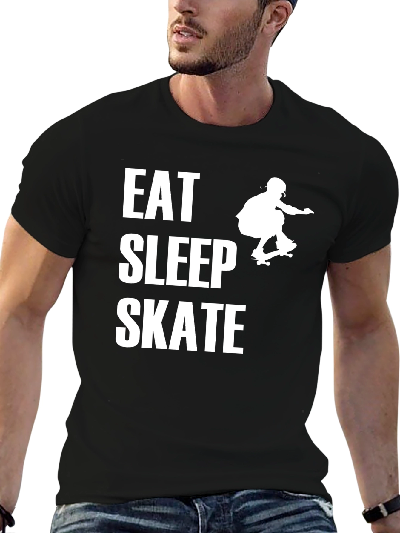 Eat Sleep Skate Black Graphic Tee Shirt