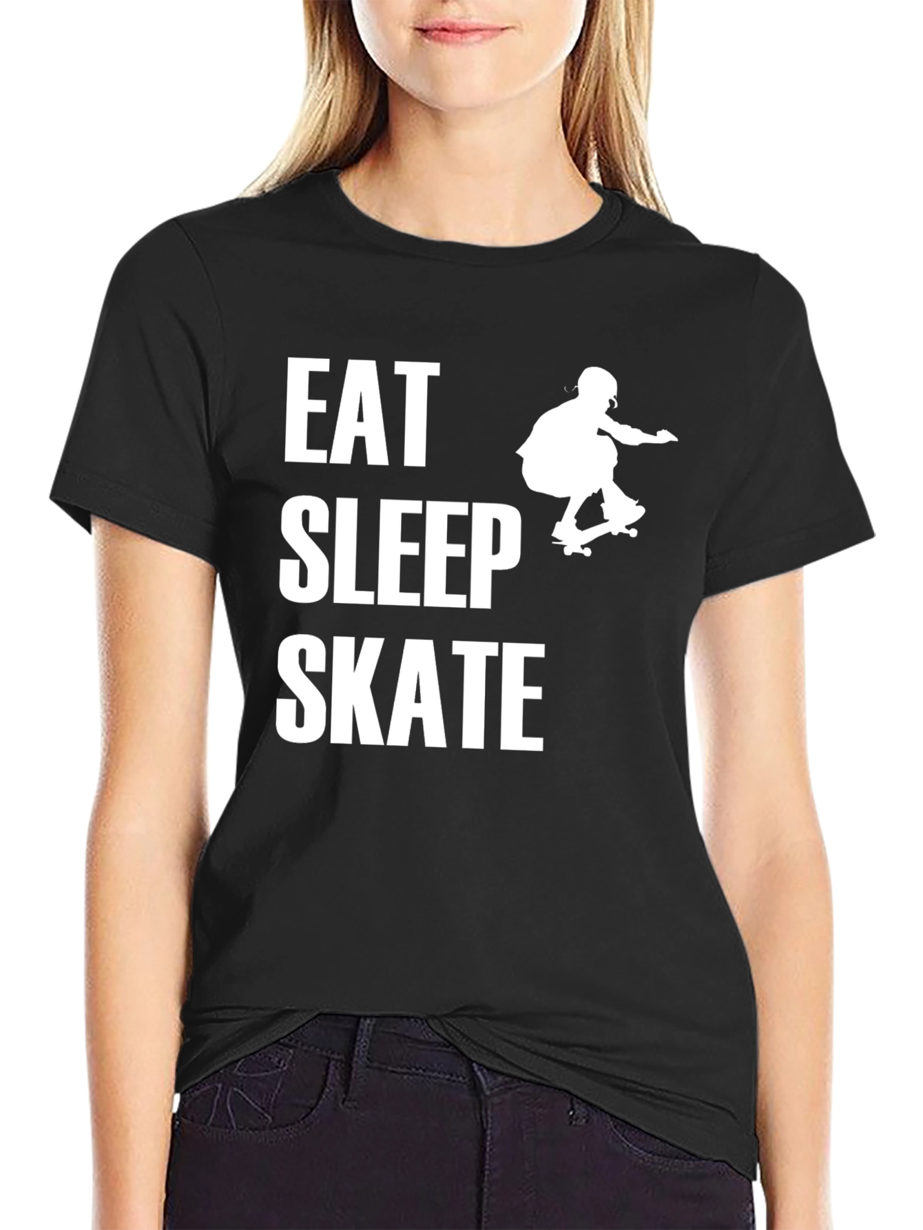 Eat Sleep Skate Black Graphic Tee Shirt