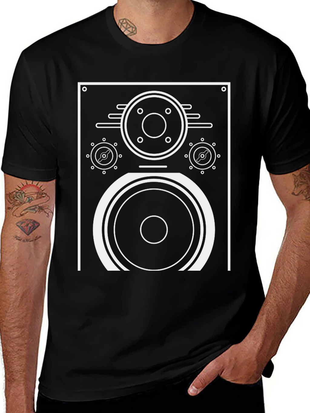 Retro Speaker Graphic T-Shirt - Black