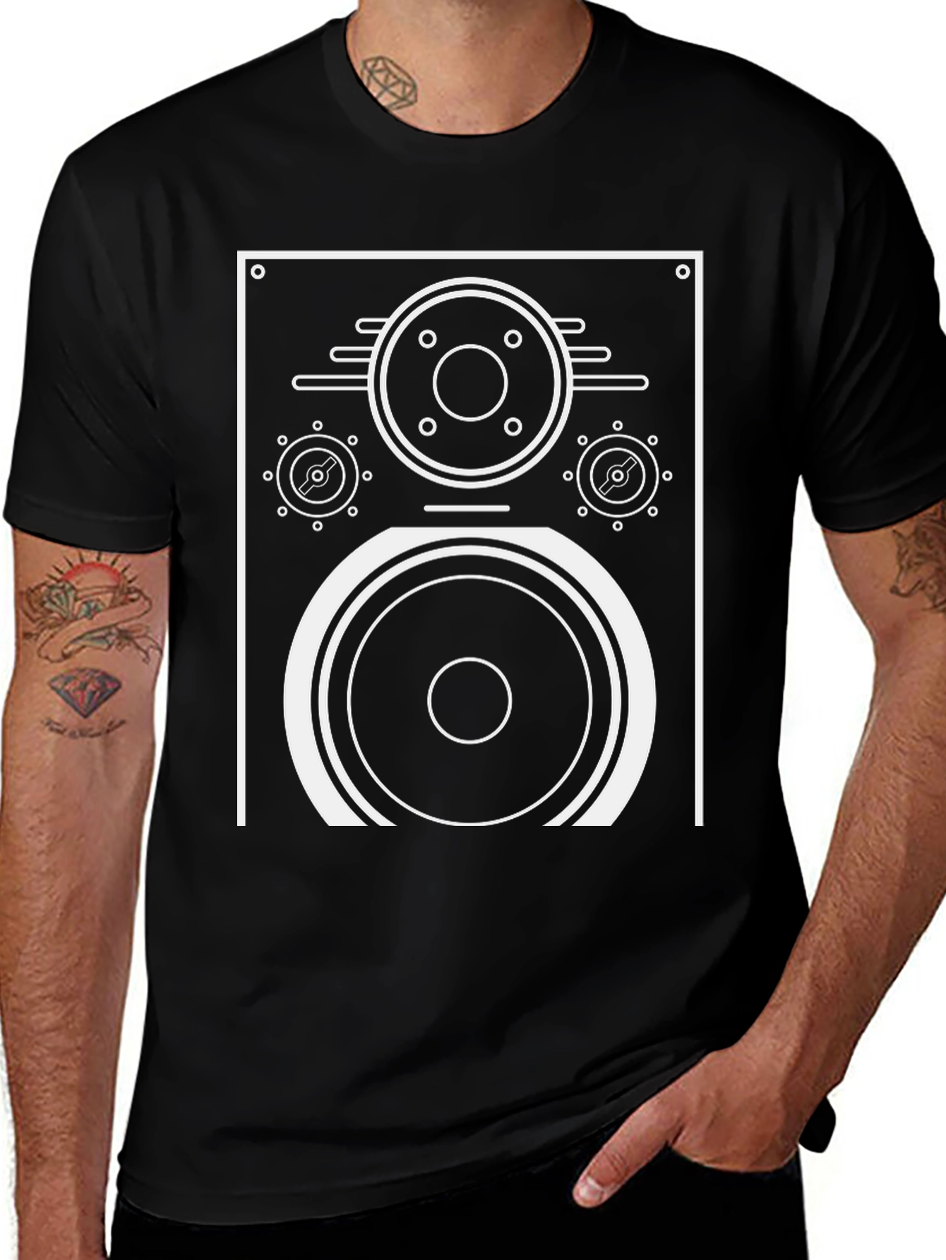 Retro Speaker Graphic T-Shirt - Black