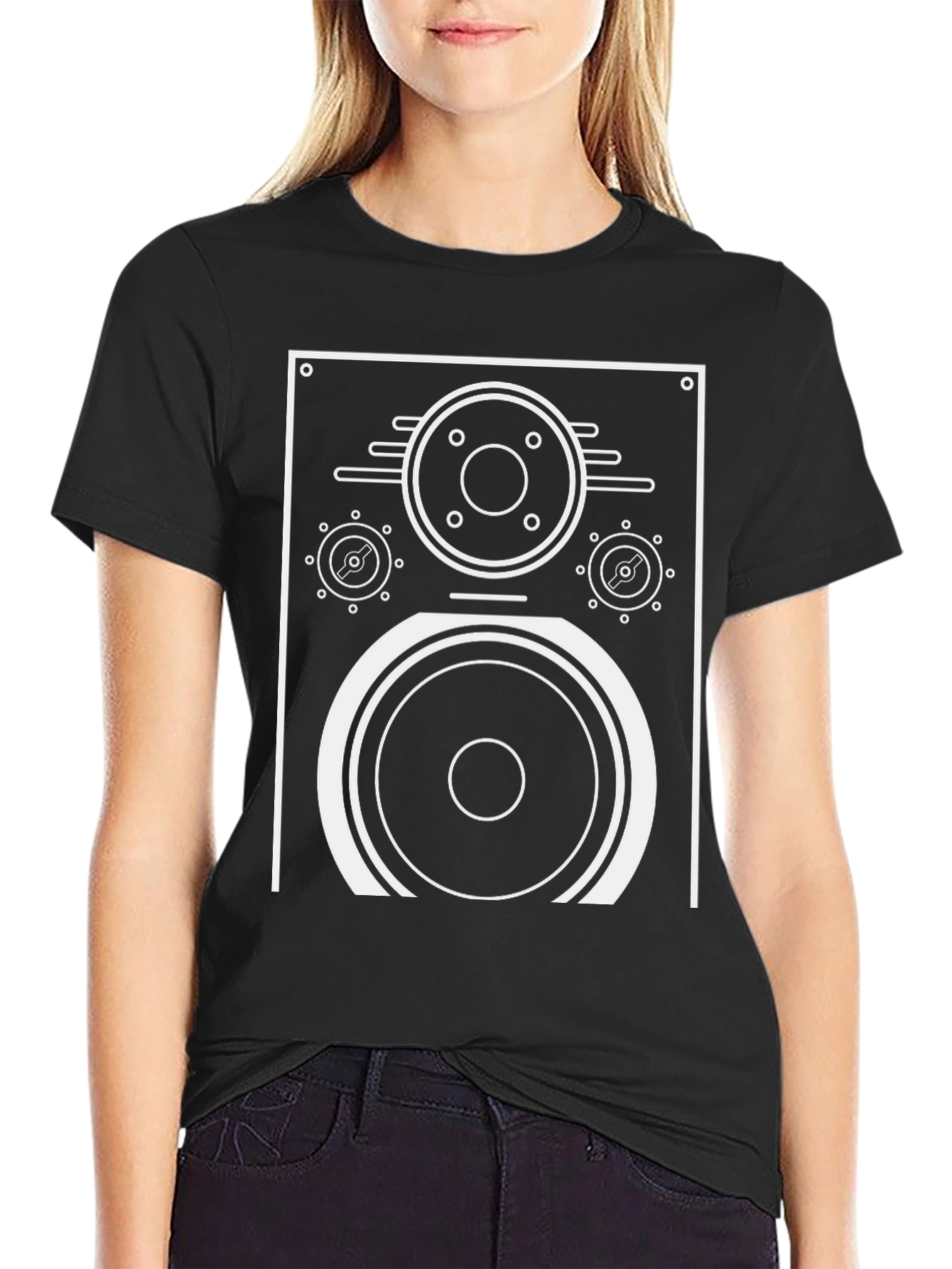 Retro Speaker Graphic T-Shirt - Black