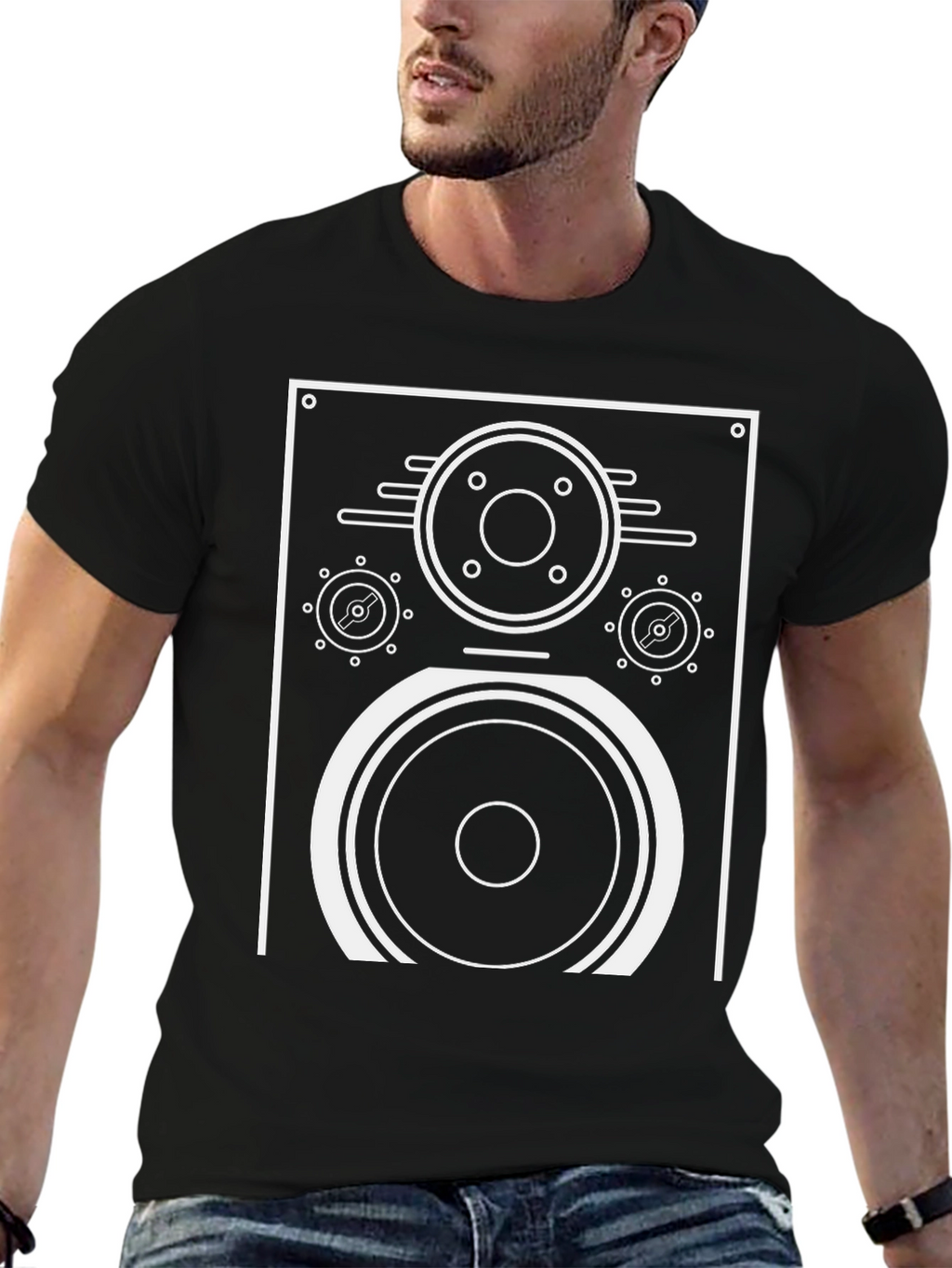 Retro Speaker Graphic T-Shirt - Black