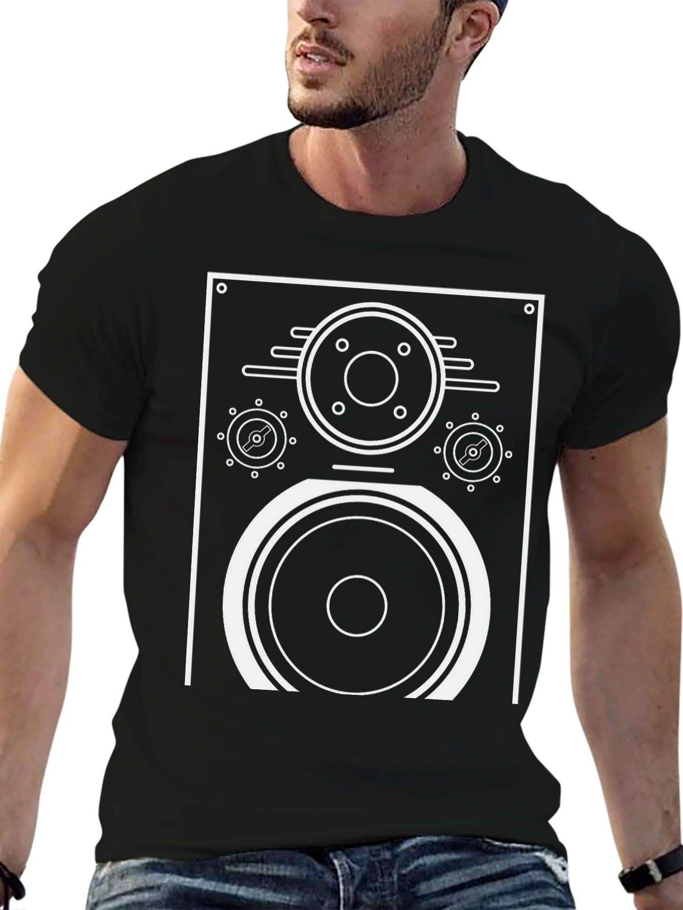 Retro Speaker Graphic T-Shirt - Black