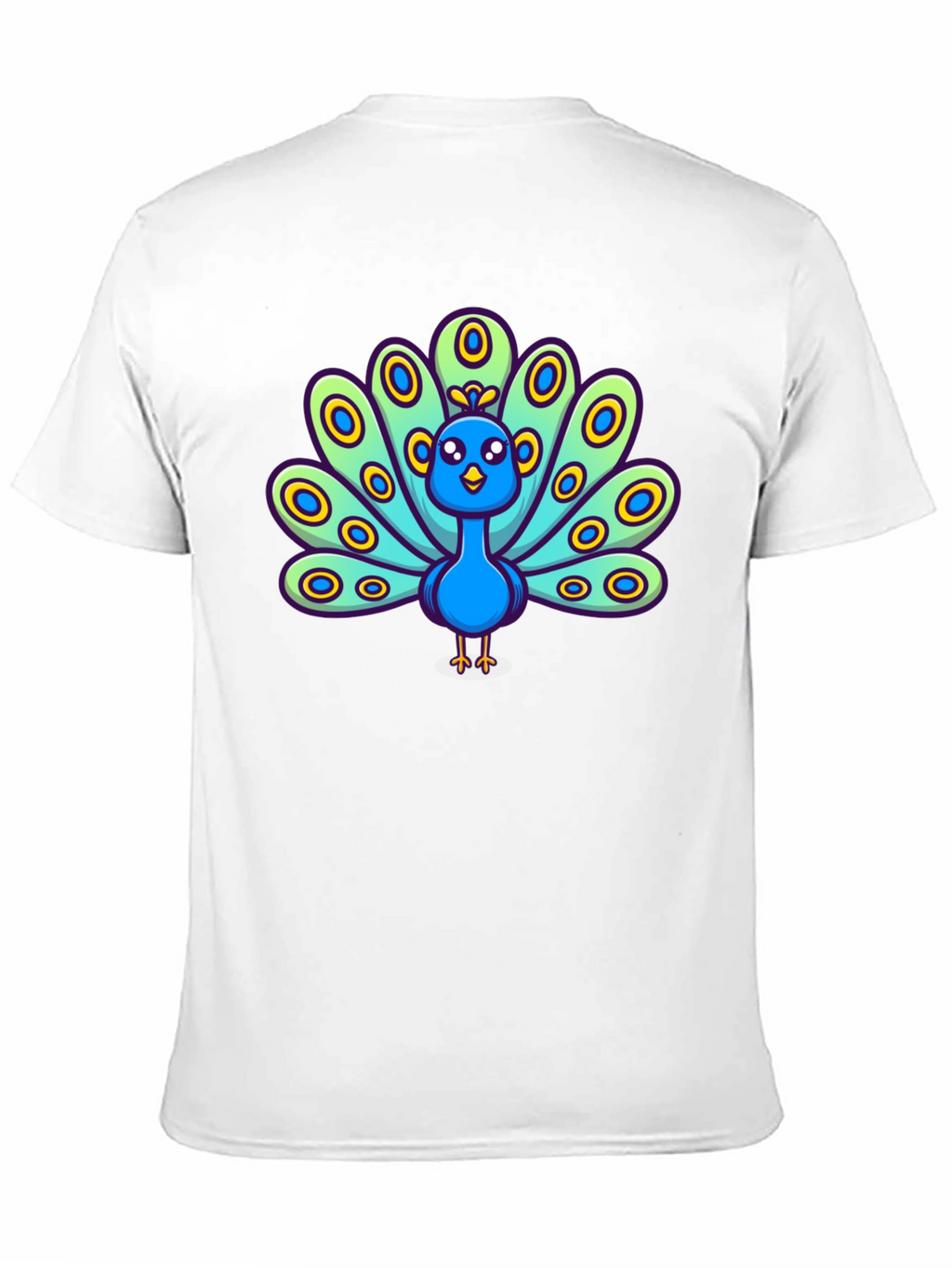 Cartoon Peacock Graphic Tee - Black