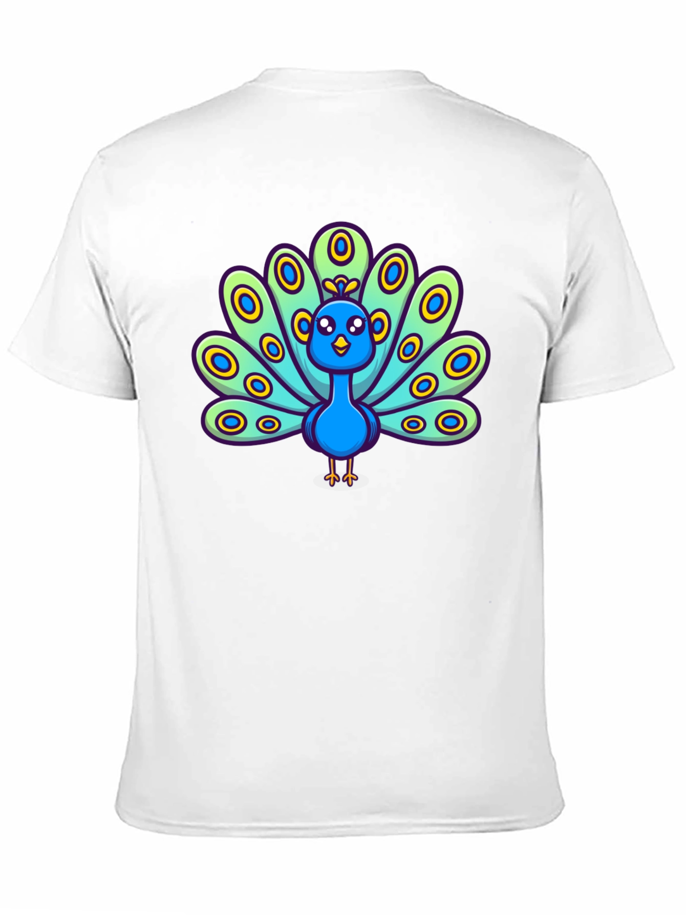 Cartoon Peacock Graphic Tee - Black