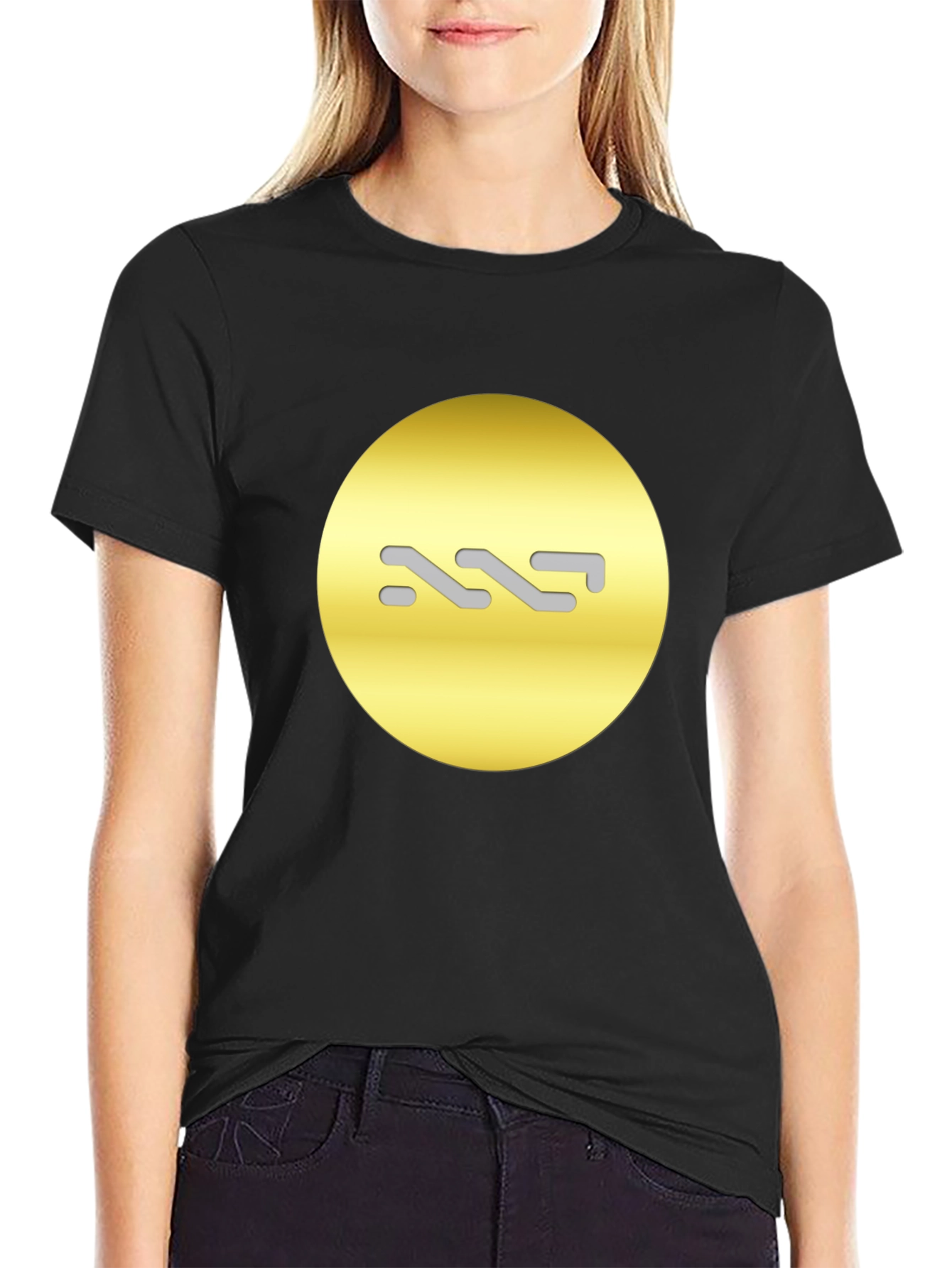 Modern Black Tee with Abstract Gold Design
